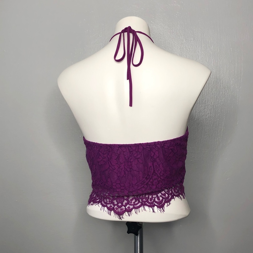 LA Hearts purple lace boho halter crop top M - Picture 4 of 7